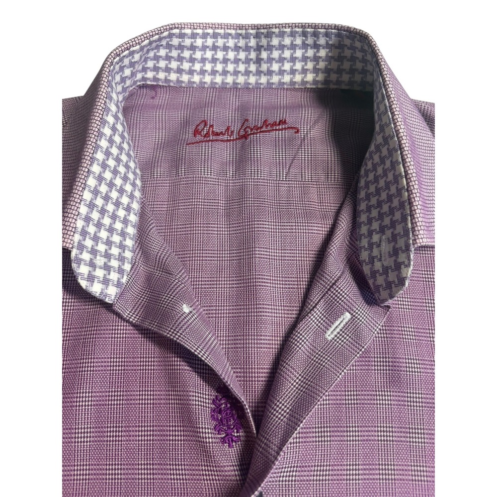 Robert Graham Button Down L Purple Micro Houndstooth Knowledge Wisdom Truth
